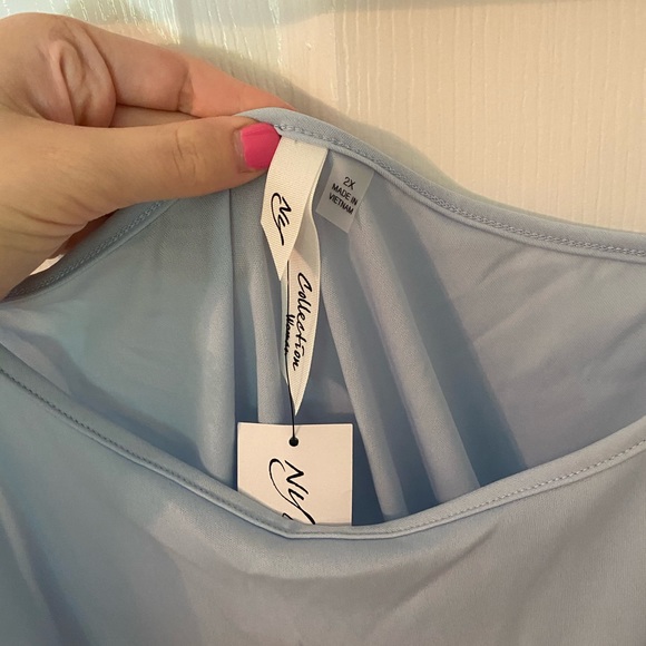 NWT NY COLLECTION 2-piece Blue Lace Blouse - Picture 7 of 8